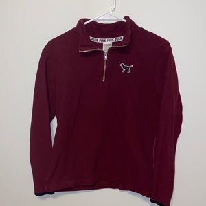 PINK maroon Sherpa 3/4 zip-up